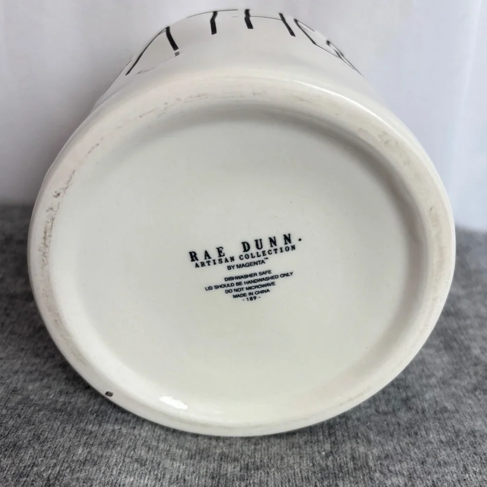 Rae Dunn GATHER Ceramic Canister Ivory Farmhouse Jar with Lid Artisan Collection